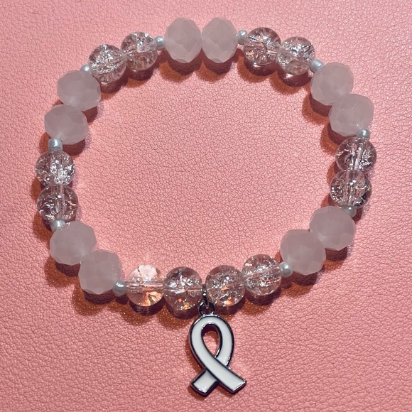 Lung Cancer Awareness Bracelet | White Ribbon - Picture 5 of 6
